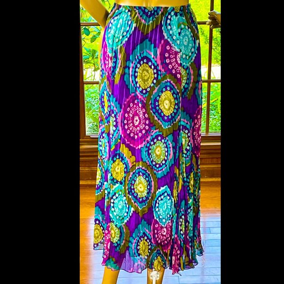 ⭐️HP⭐️RUBY RD▪️Colorful Geometric Circles Flowing Boho Overlay Maxi Skirt - Picture 2 of 5